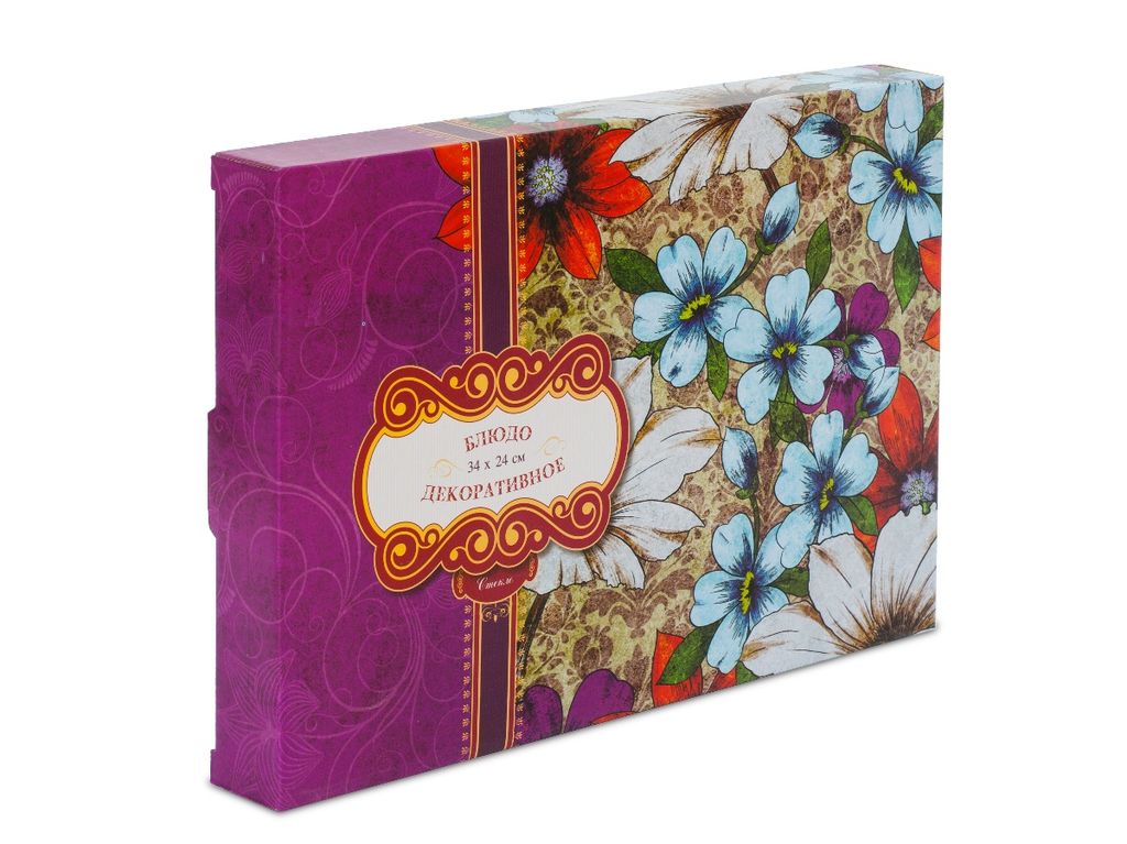 Блюдо с декором АРТ 34х24см Цветы - SIJ фото 2