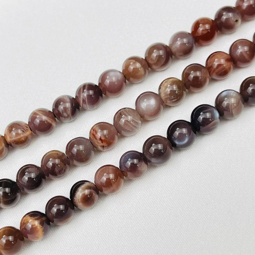 Бусины для украшений из кофейного Лунного камня (60 бусин) 39 см