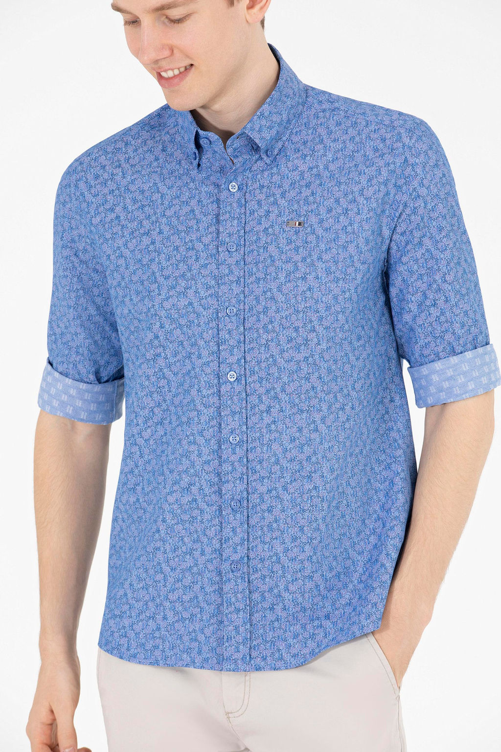 U. S. Polo Assn Мужская синяя рубашка с длинным рукавом - U.s. polo assn фото 6