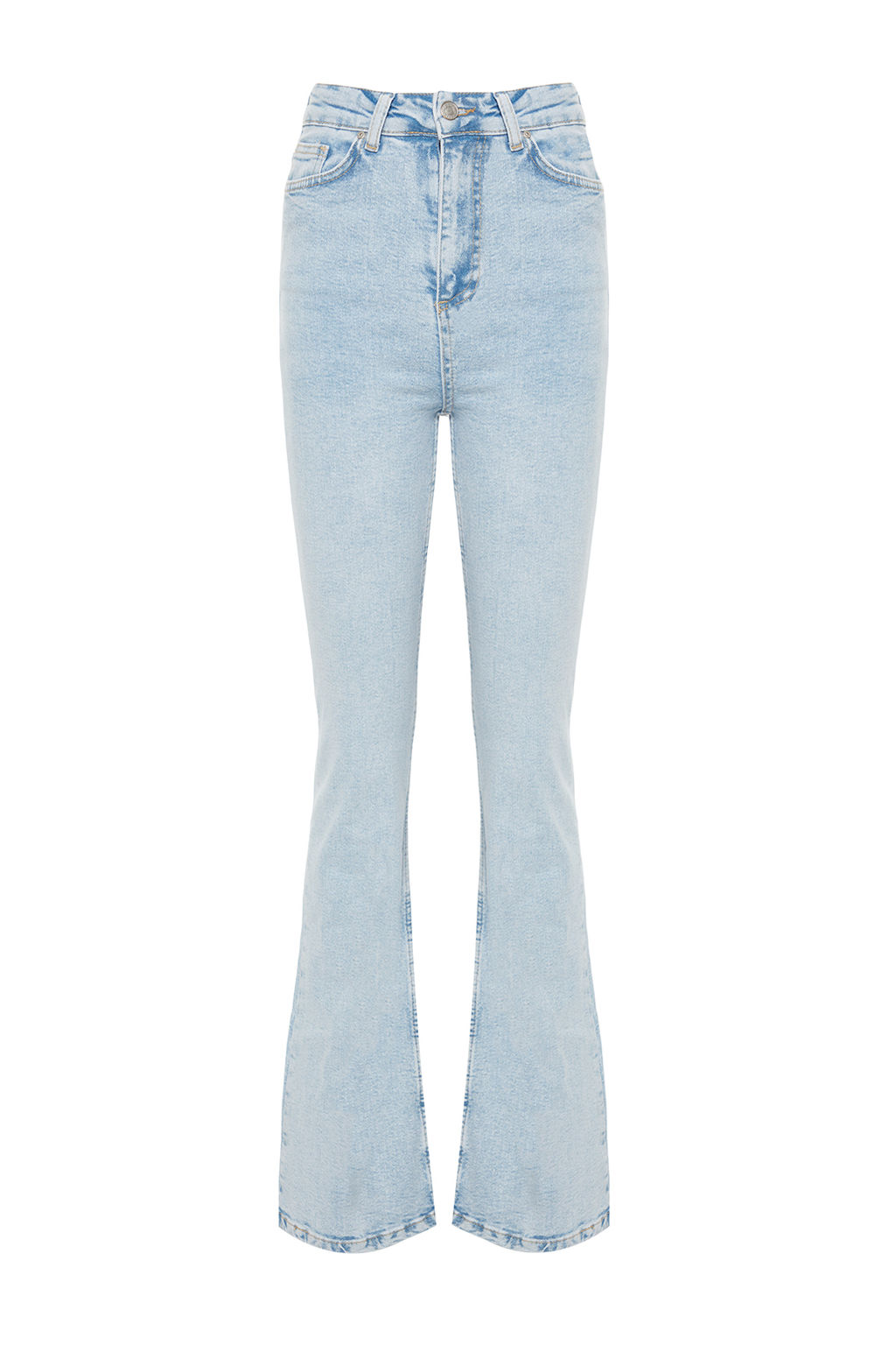 Ac?k Mavi Yuksek Bel Flare Jeans TWOAW24JE00083 - Trendyolmilla фото 5