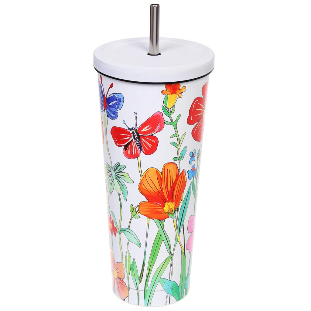 Термокружка 750мл "Лето" с трубочкой