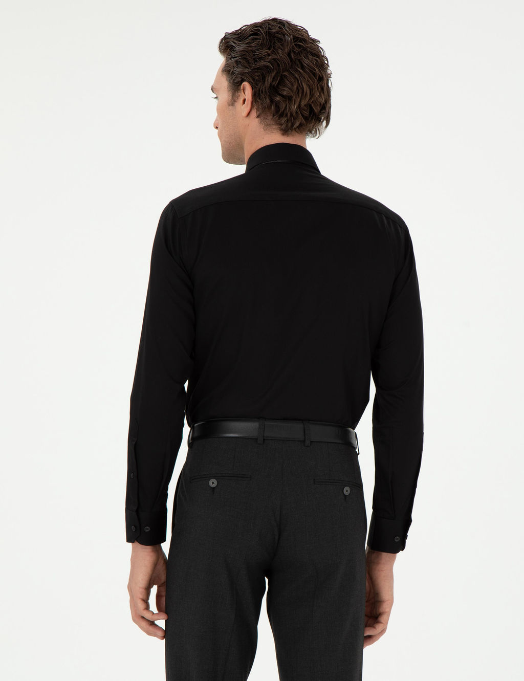 Siyah Slim Fit Pamuklu Klasik G_mlek - Cacharel фото 5