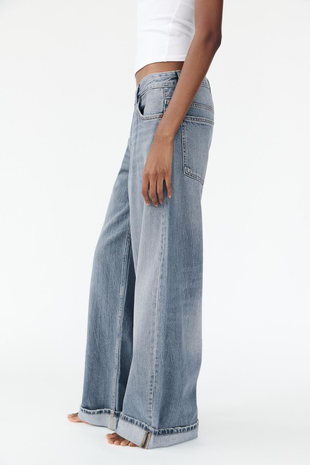 RELAXED FIT FOLD-UP LOW-RISE JEANS - Zara фото 3