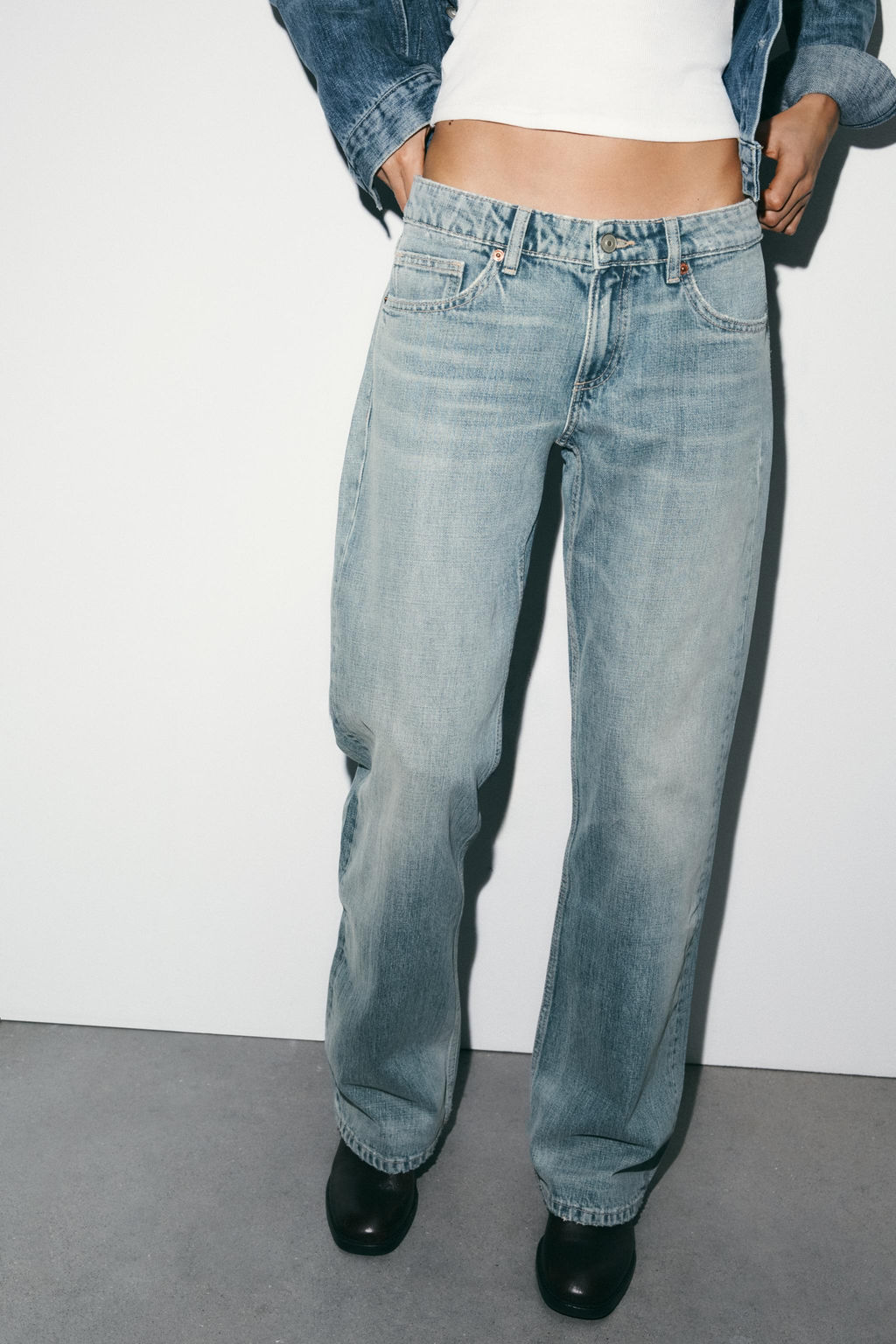 JEANS TRF WIDE LEG TIRO BAJO / Azul / Gris - Zara фото 12