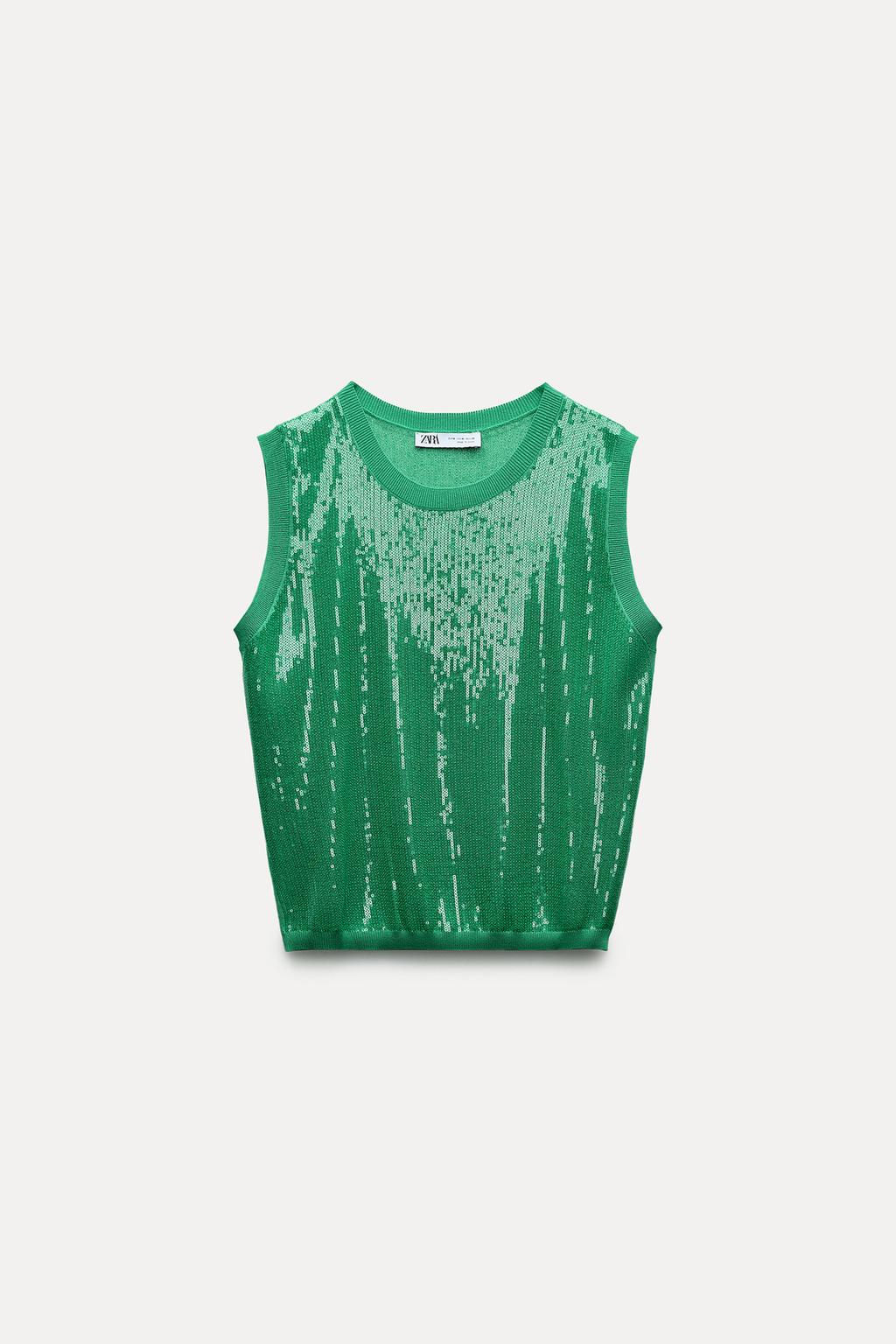 SLEEVELESS SEQUINNED KNIT TOP - Zara фото 15