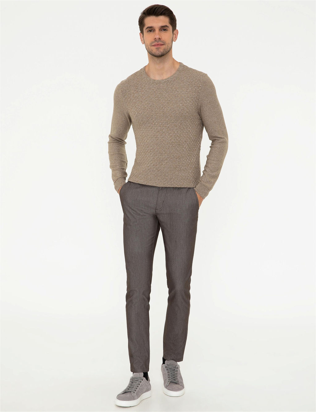 Camel Melanj Slim Fit Bisiklet Yaka Triko Kazak - Pierre cardin фото 5