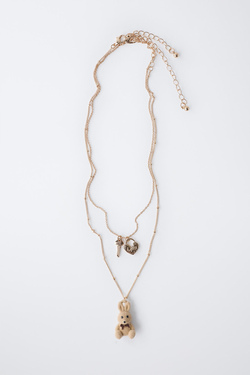 PACK OF TWO FLOCKED BUNNY AND PADLOCK NECKLACES - Zara фото 4