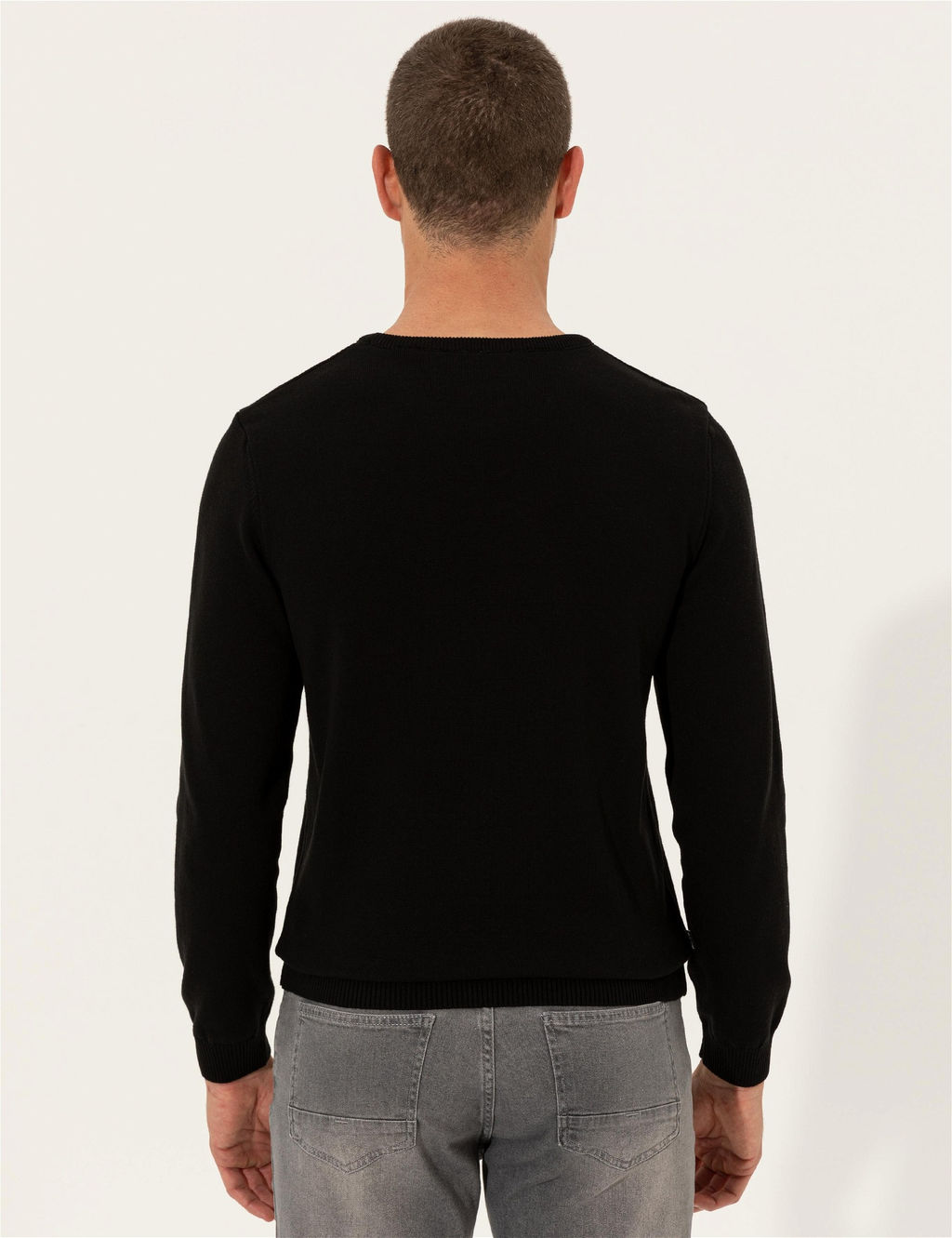 Siyah Slim Fit Bisiklet Yaka Basic Triko Kazak - Pierre cardin фото 5