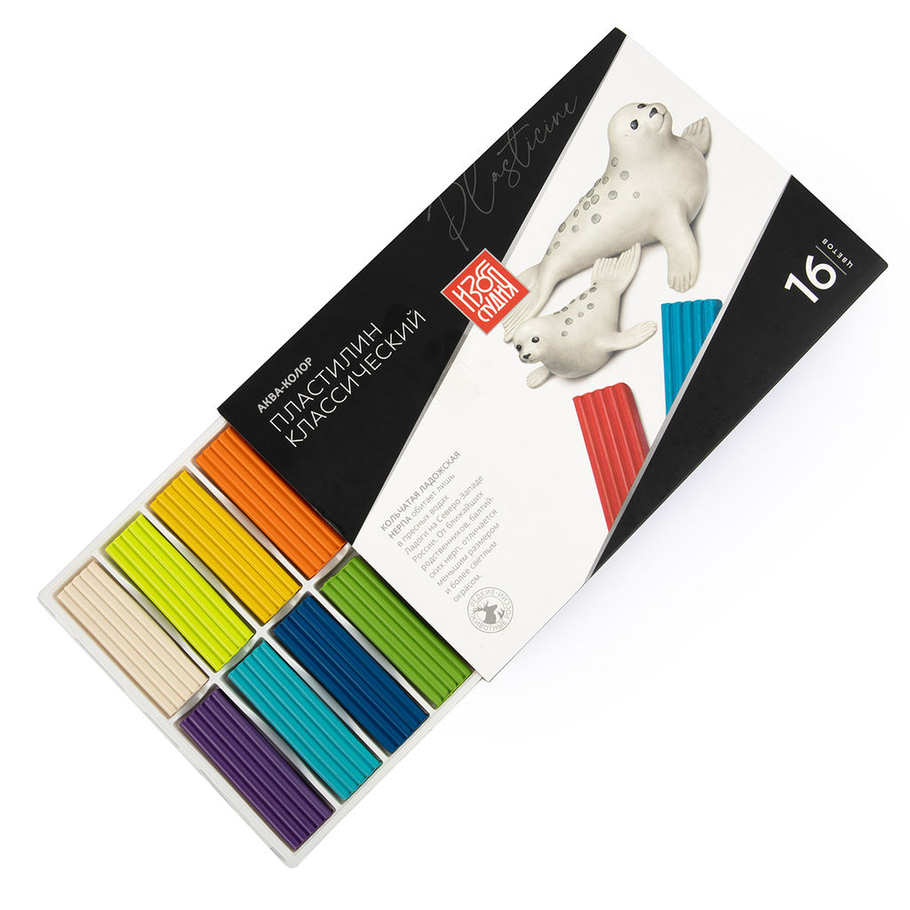Аква-колор Изостудия Пластилин классический IZO-MC16 320 г ( в картонной упаковке ) 16 цв фото 5