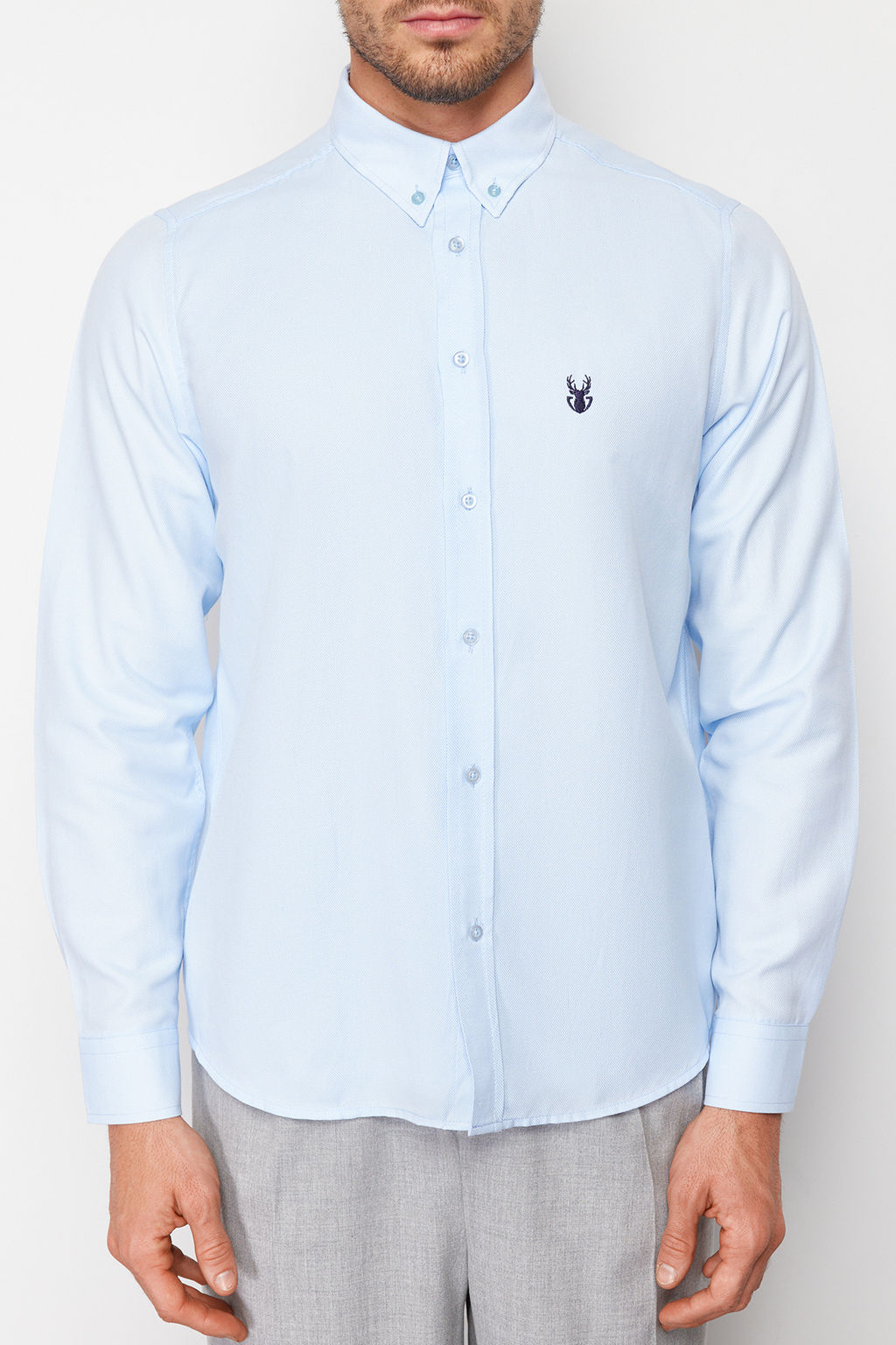 TRENDYOL MAN Lacivert Slim Fit Nak?sl? Kolay Utulenebilir Smart Gomlek TMNSS24GO00062 - Trendyolmilla фото 7