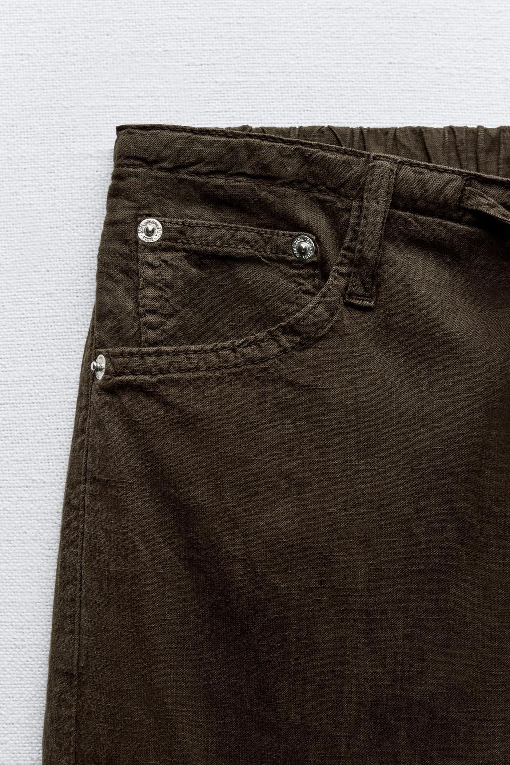 FLOWING DENIM-EFFECT TROUSERS - Zara фото 7