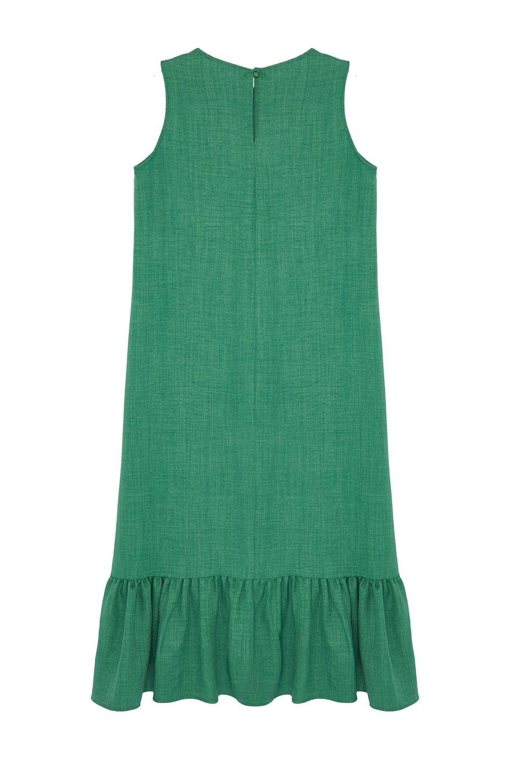 Yesil Duz Kesim Etegi Volanl? Mini Dokuma Elbise TWOSS24EL00520