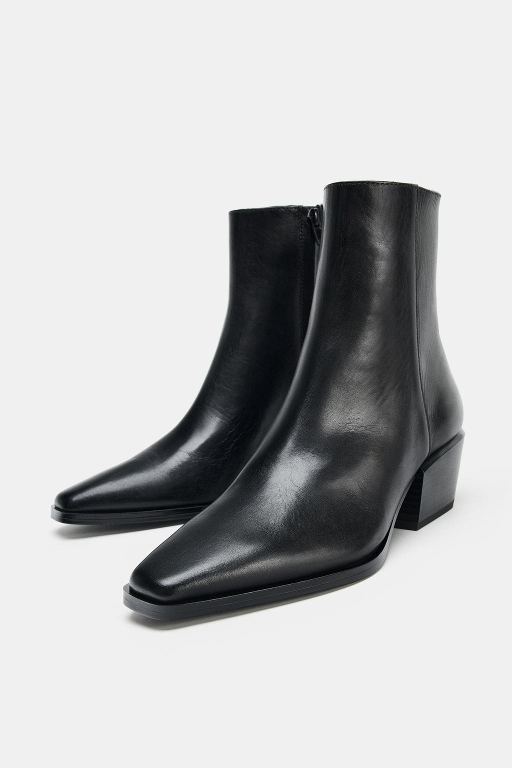 WIDE LEATHER ANKLE BOOTS - Zara фото 4