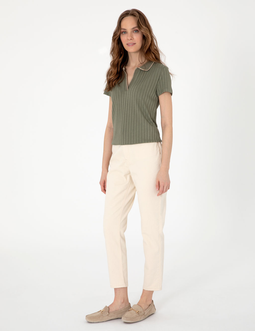 Haki Slim Fit Basic Ti__rt