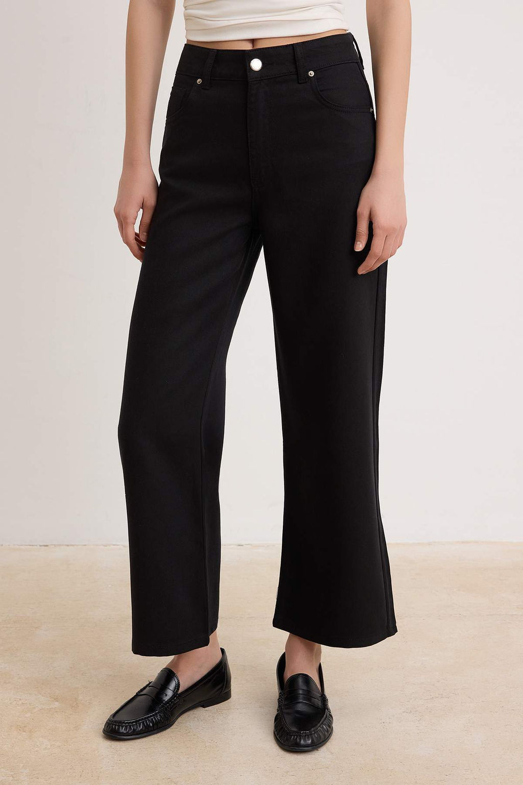 Siyah Yuksek Bel Culotte Jeans TWOSS26JE00357 - Trendyolmilla фото 3