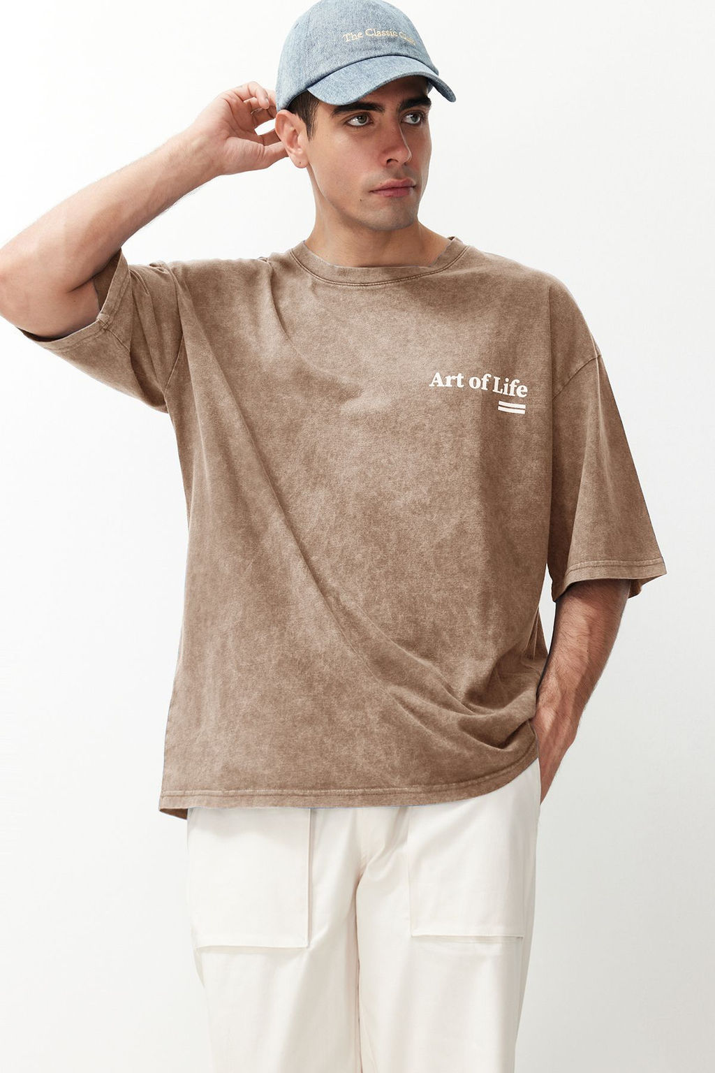 TRENDYOL MAN Antrasit Oversize/Genis Kesim Soluk Efektli Yaz? Bask?l? %100 Pamuklu T-Shirt TMNSS23TS00166 - Trendyolmilla фото 3