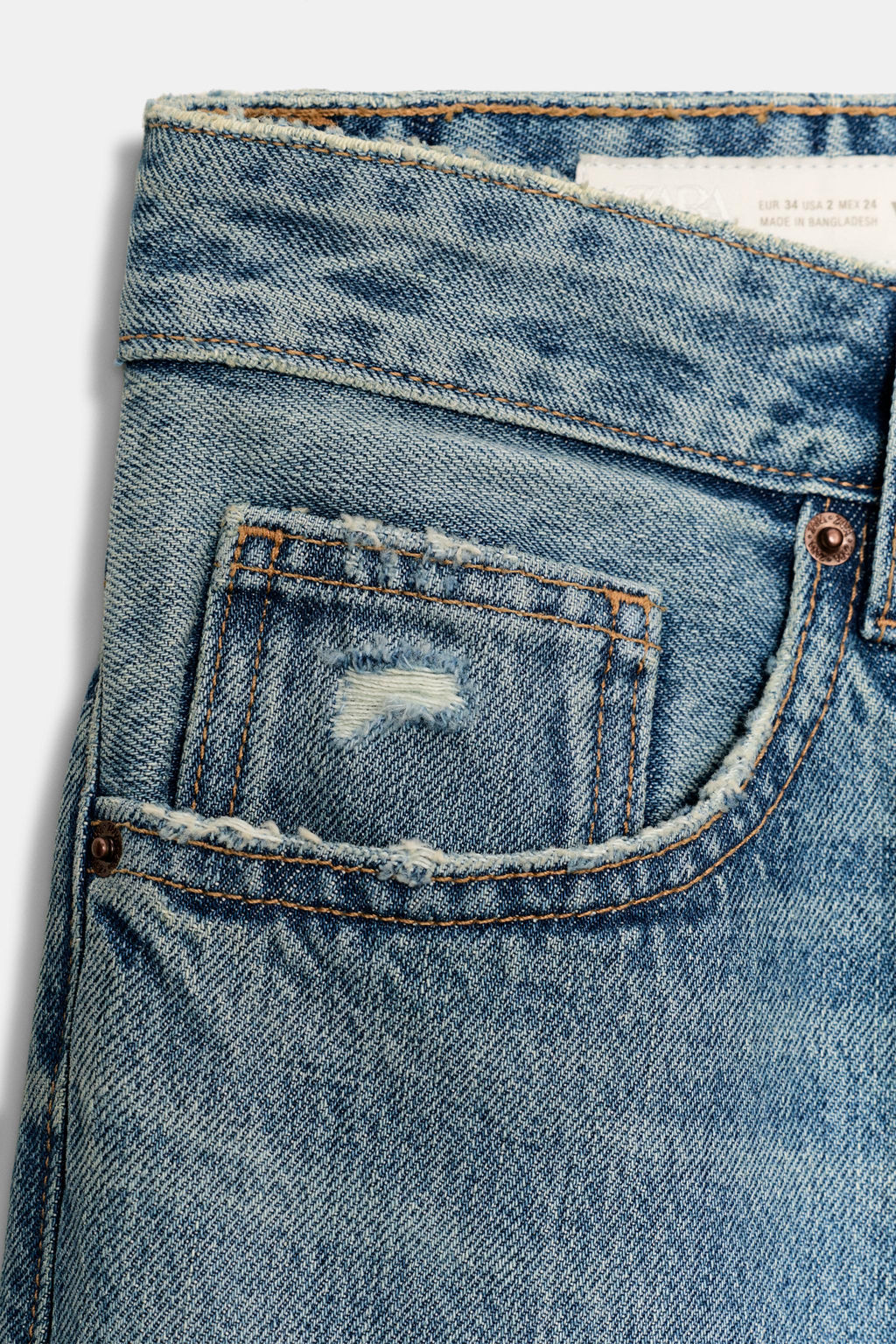 JEANS TRF BOYFRIEND ROTOS TIRO MEDIO / Azul - Zara фото 11