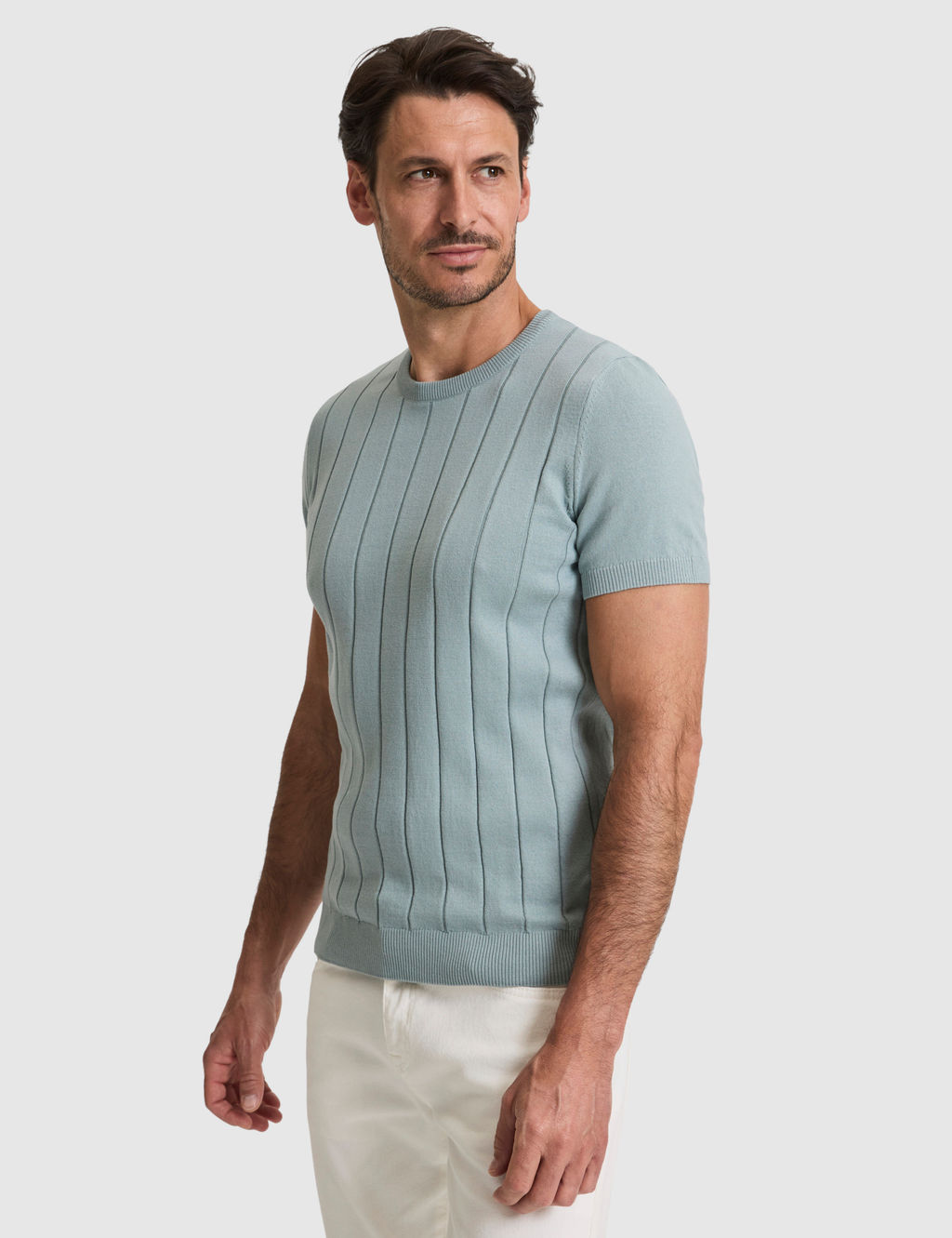 Koyu Mint Slim Fit %100 Pamuk Bisiklet Yaka Triko Ti__rt