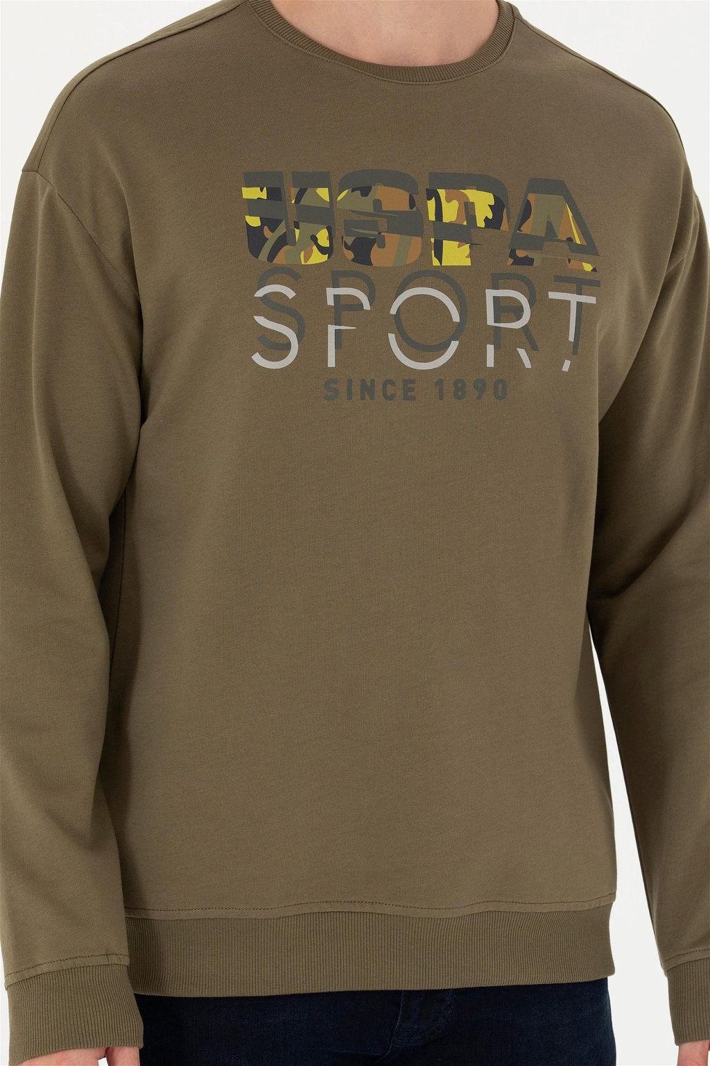Свитшот мужской U. S. Polo Assn цвета хаки из хлопка - U.s. polo assn фото 14