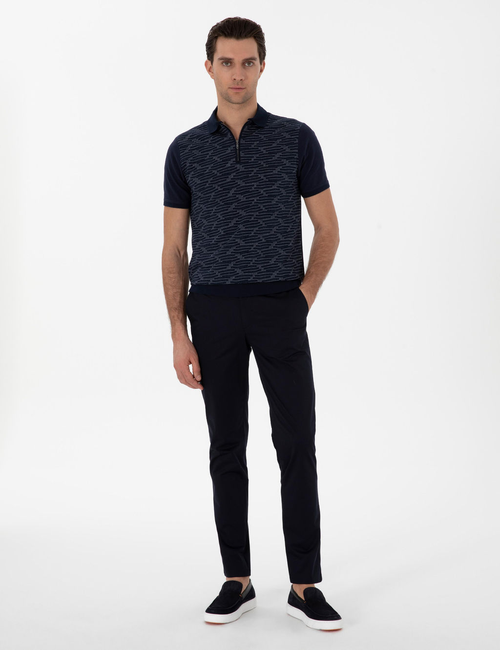 Lacivert Slim Fit Pamuk Kar___ml_ Kanvas Pantolon - Cacharel фото 3