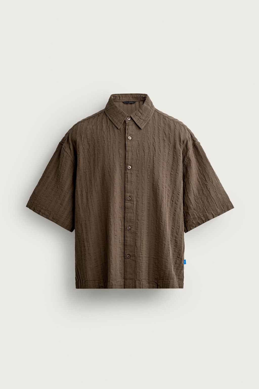 CAMISA BOXY FIT JACQUARD RAYAS / Marr?n - Zara фото 6