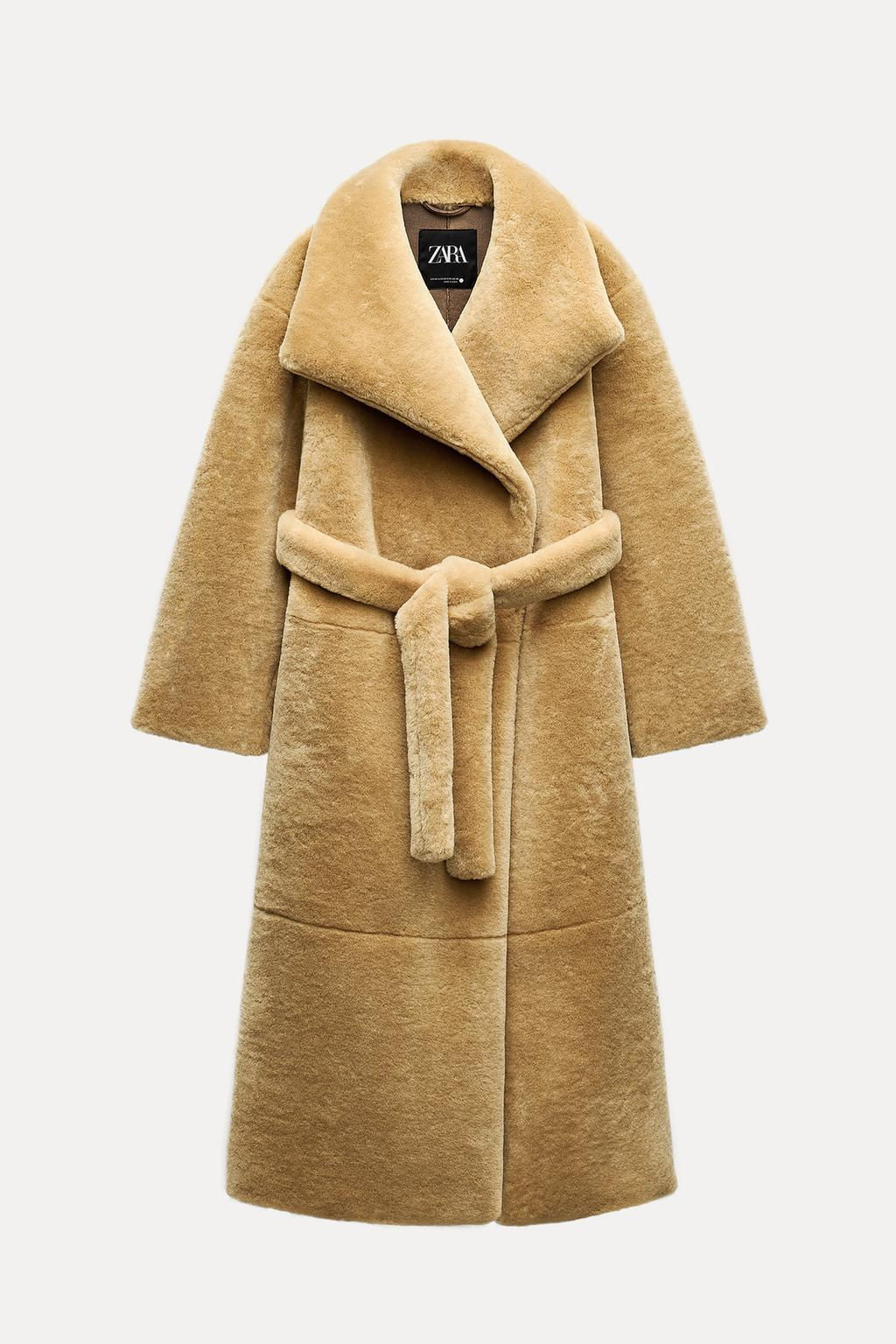 ZW COLLECTION BELTED FAUX FUR COAT - Zara фото 8