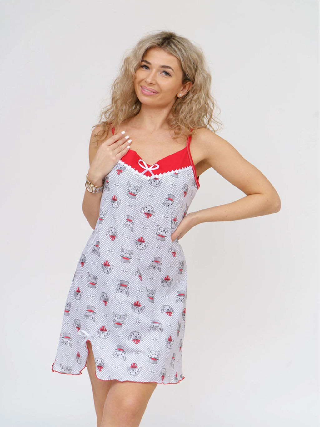 Ночная сорочка женская, цвет белый красный черный