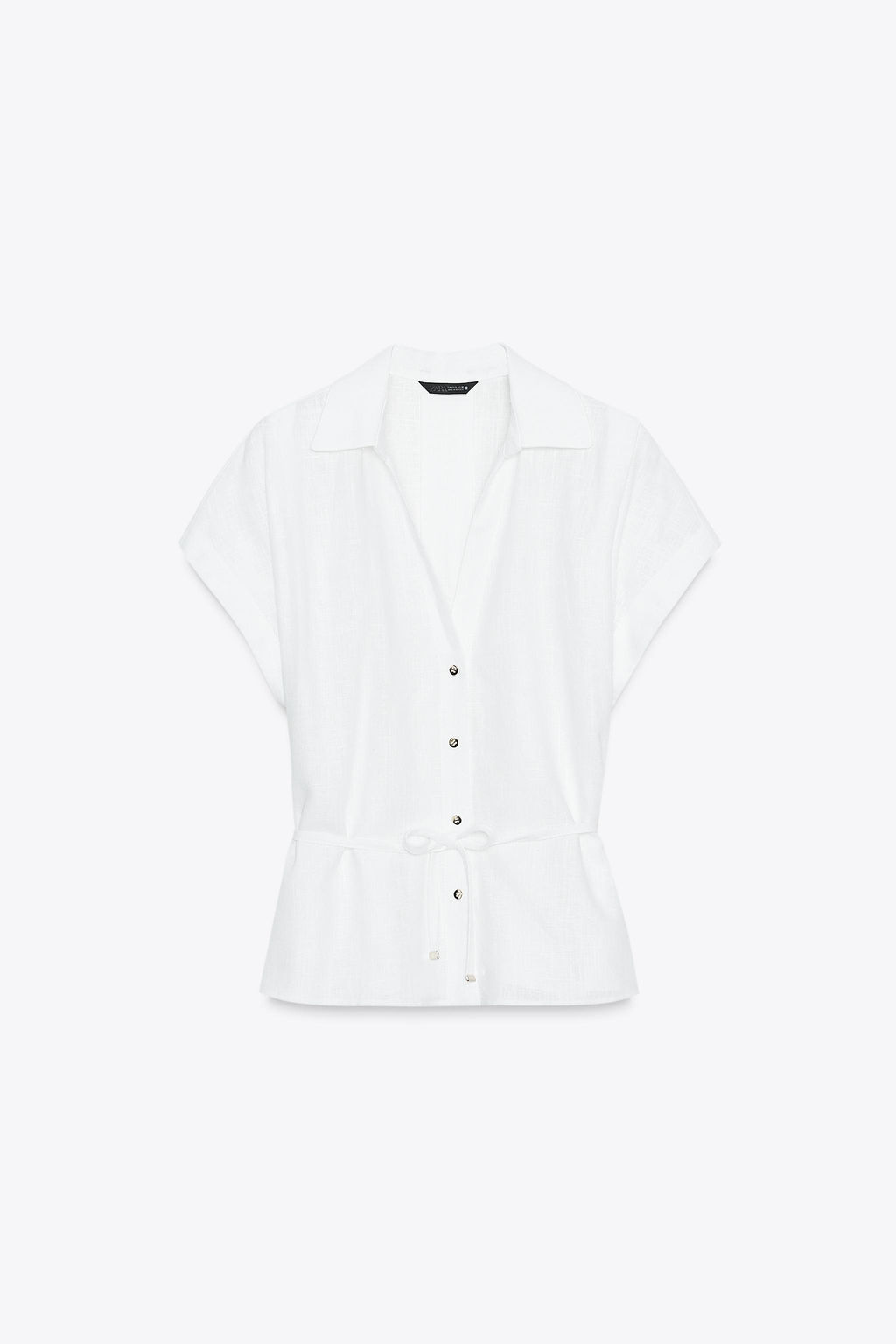 LINEN BLEND BELTED BLOUSE - Zara фото 12