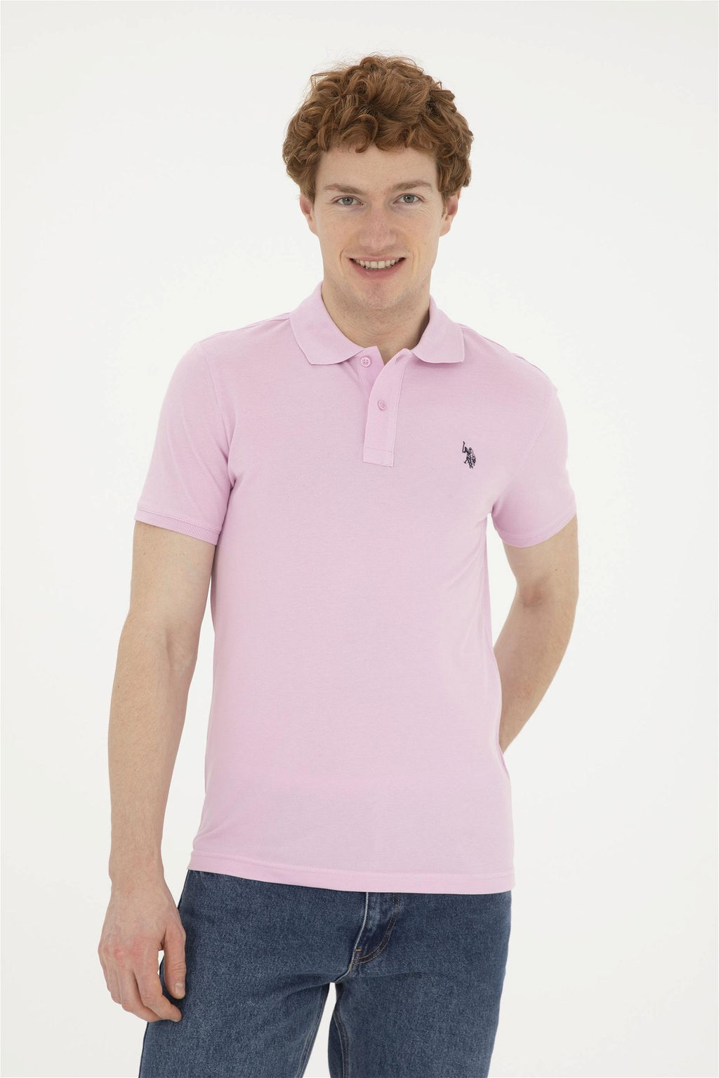 U. S. Polo Assn / Мужская розовая базовая футболка