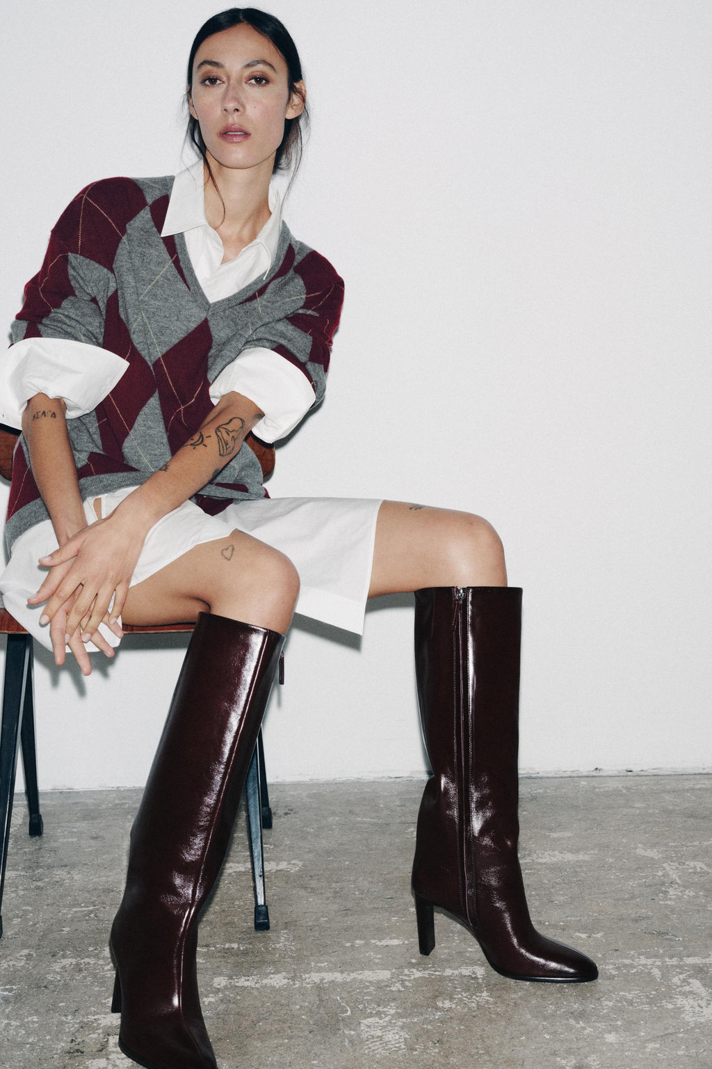 LEATHER BLOCK HEEL BOOTS