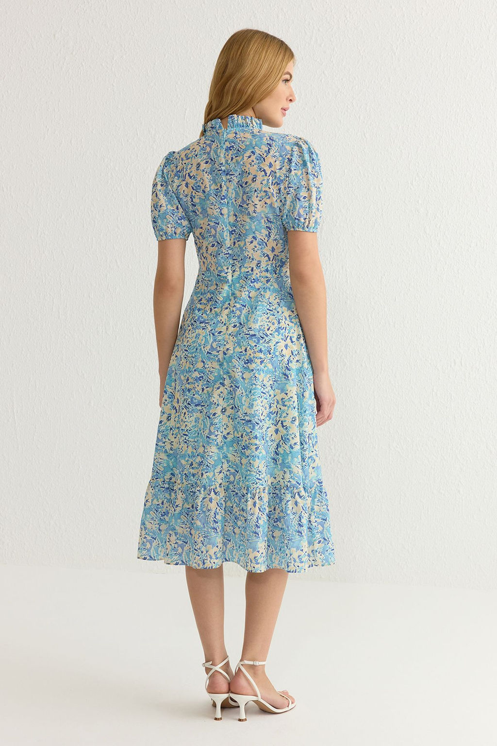 TRENDYOLMILLA Ac?k Mavi Cicekli A Kesim F?rf?rl? Midi Dokuma Elbise TWOSS20EL0894  фото 34