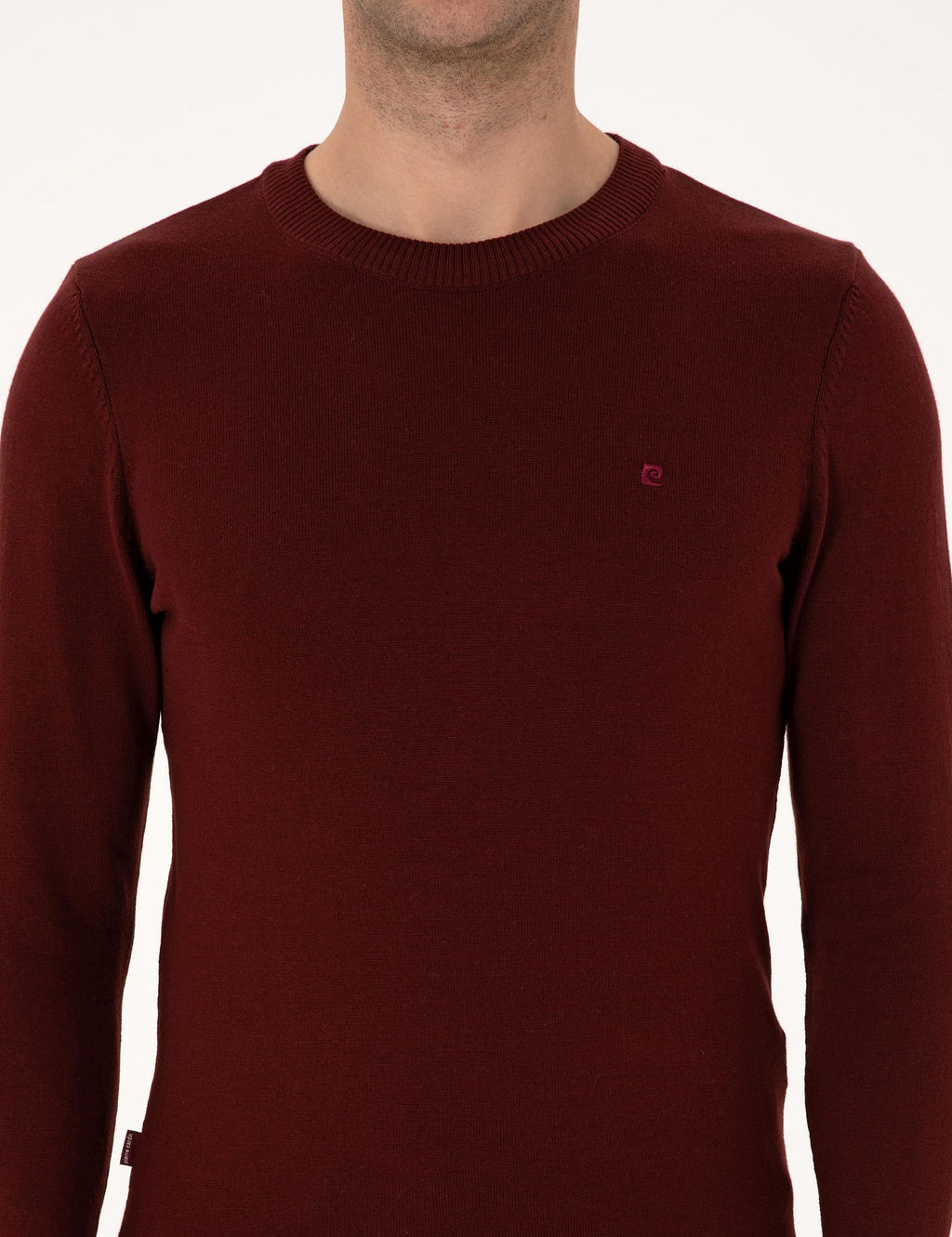 Bordo Slim Fit Bisiklet Yaka Basic Triko Kazak - Pierre cardin фото 6