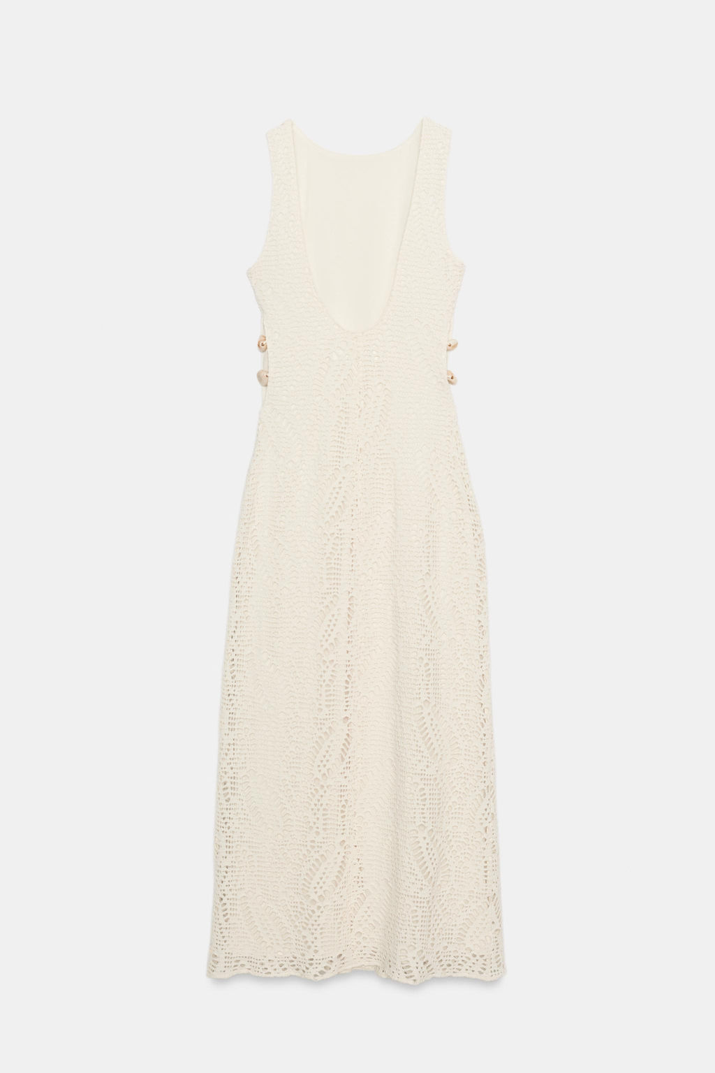VESTIDO MIDI CROCHET CUT OUT ABALORIOS / Blanco roto - Zara фото 8