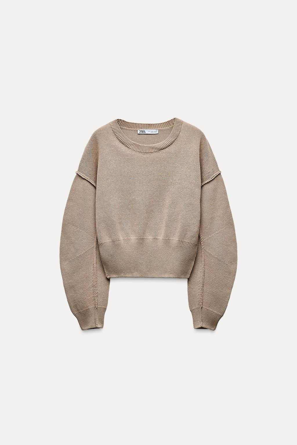 PLAIN KNIT SWEATER WITH VOLUMINOUS SLEEVES - Zara фото 5