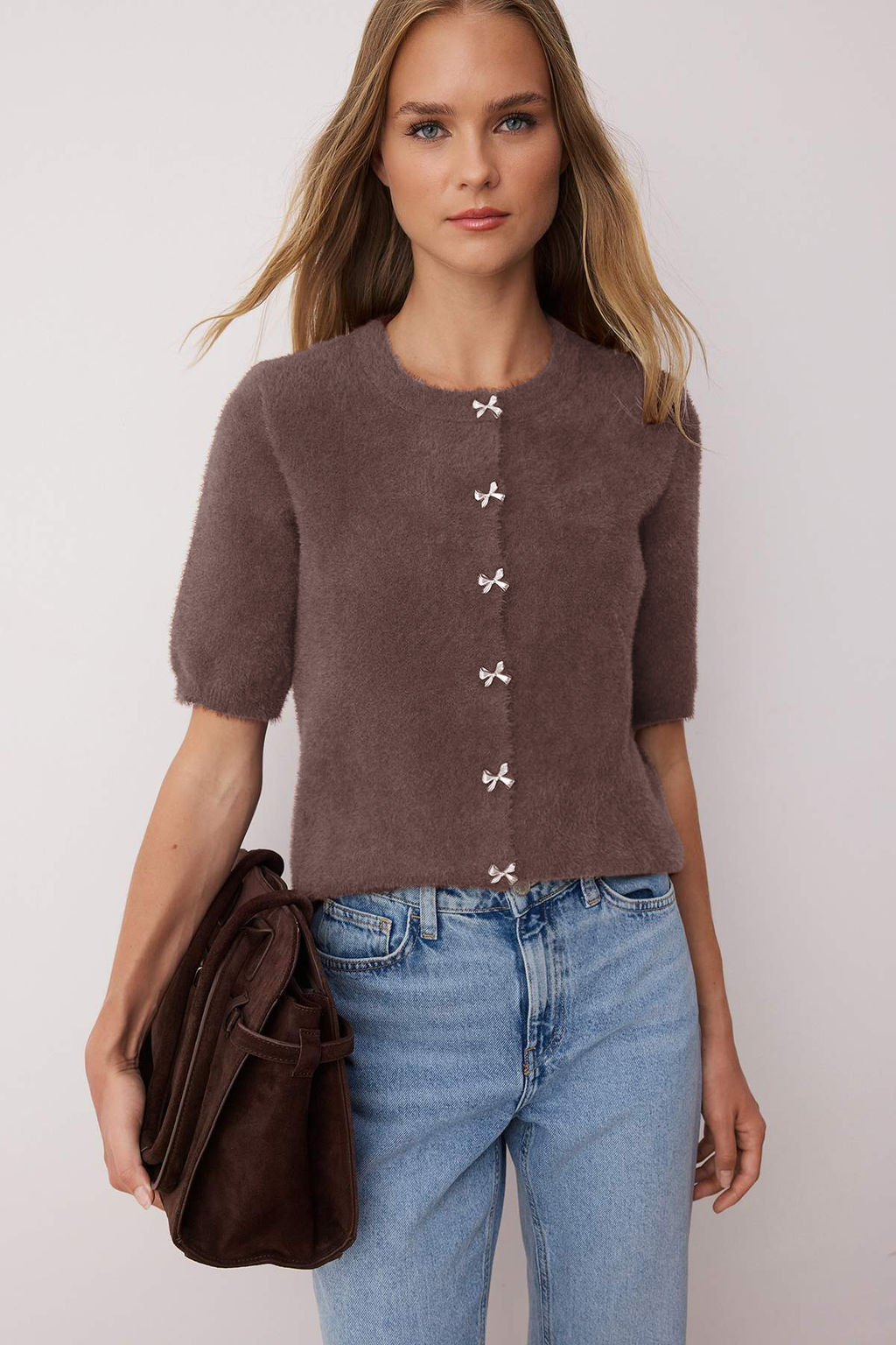 Kahverengi Dugme Detayl? Yumusak Dokulu Triko H?rka TWOAW26HI00099