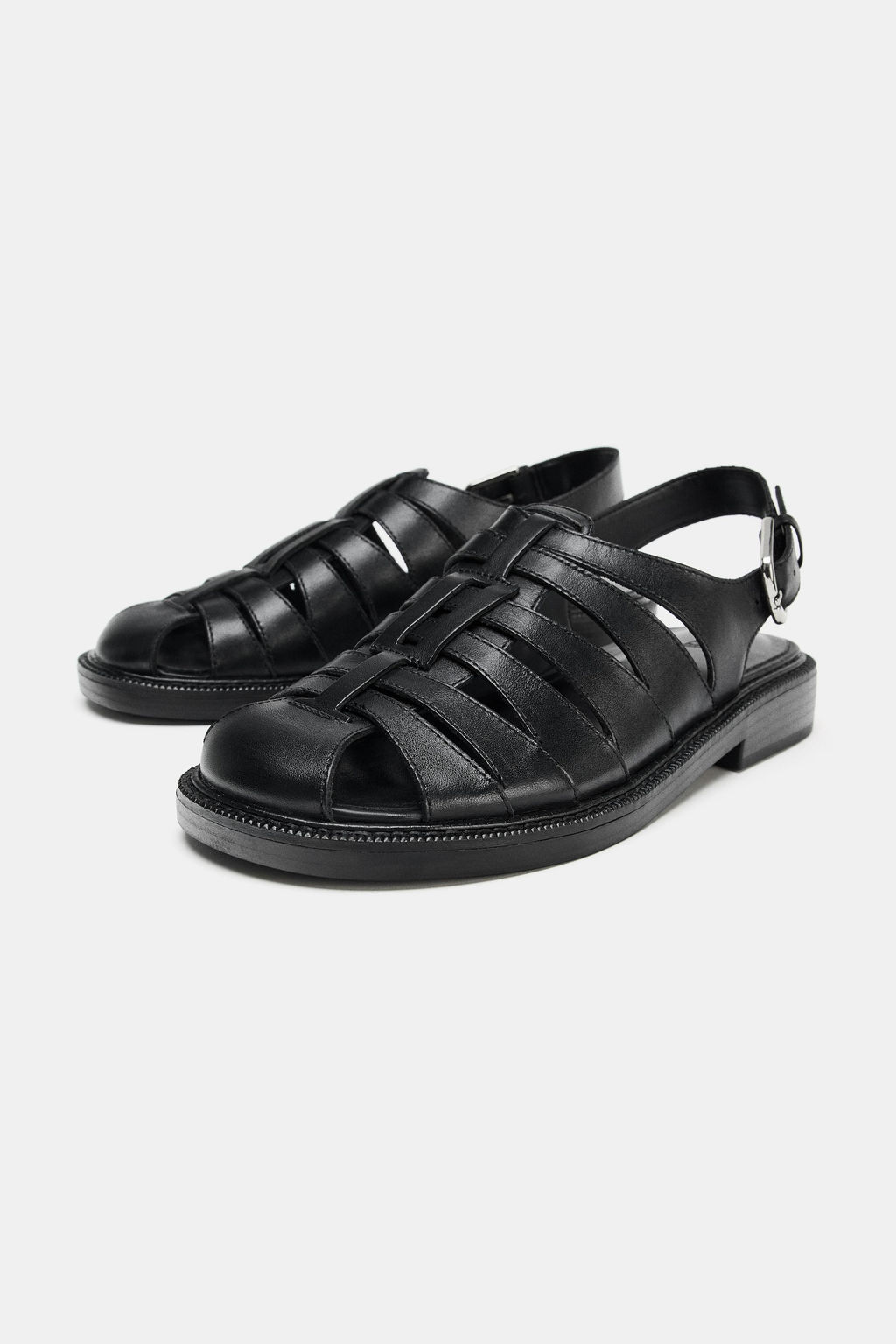 LEATHER SLINGBACK CAGE SANDALS - Zara фото 4