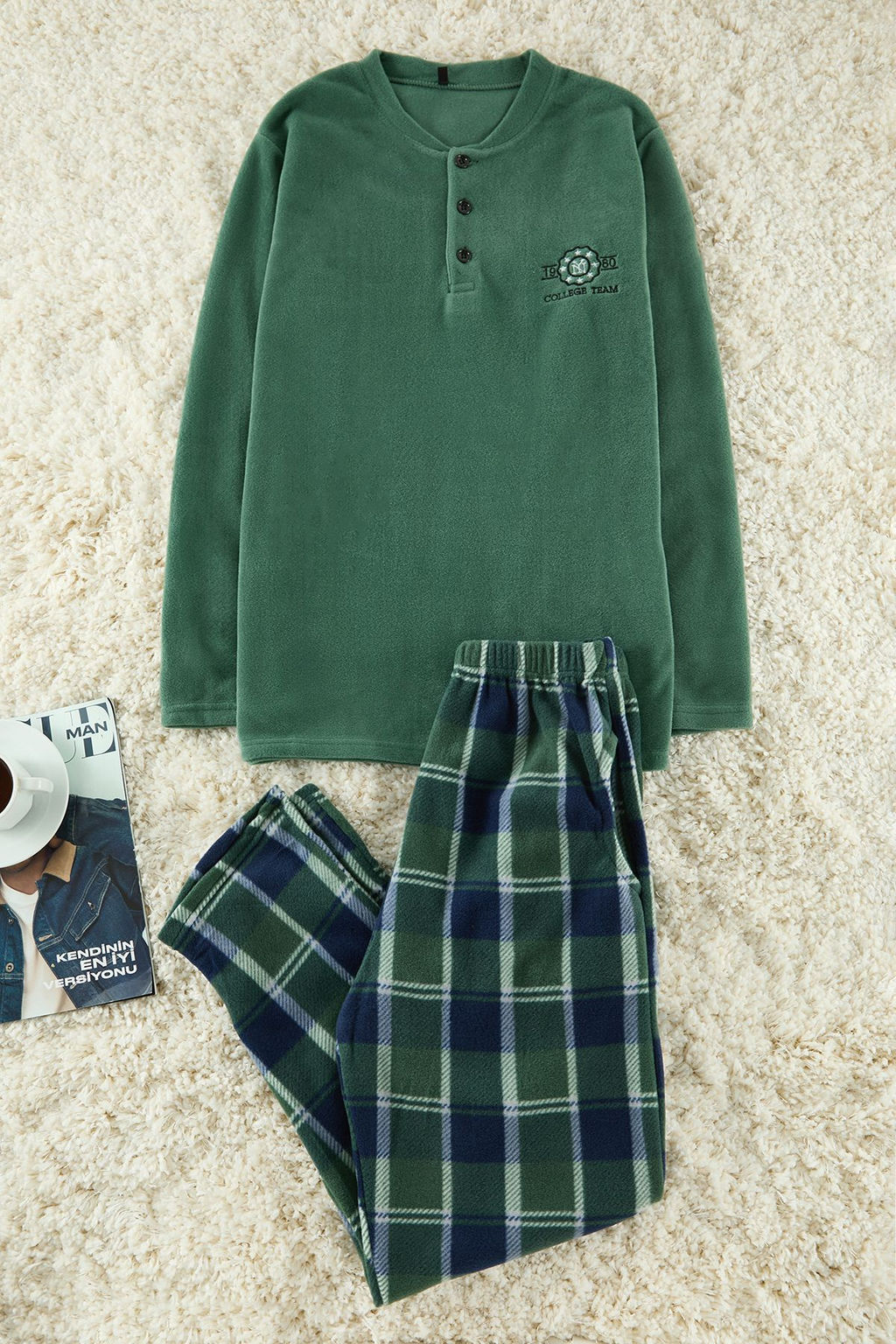 TRENDYOL MAN Yesil Orme Pijama Tak?m? TMNAW25PT00057 - Trendyolmilla фото 4