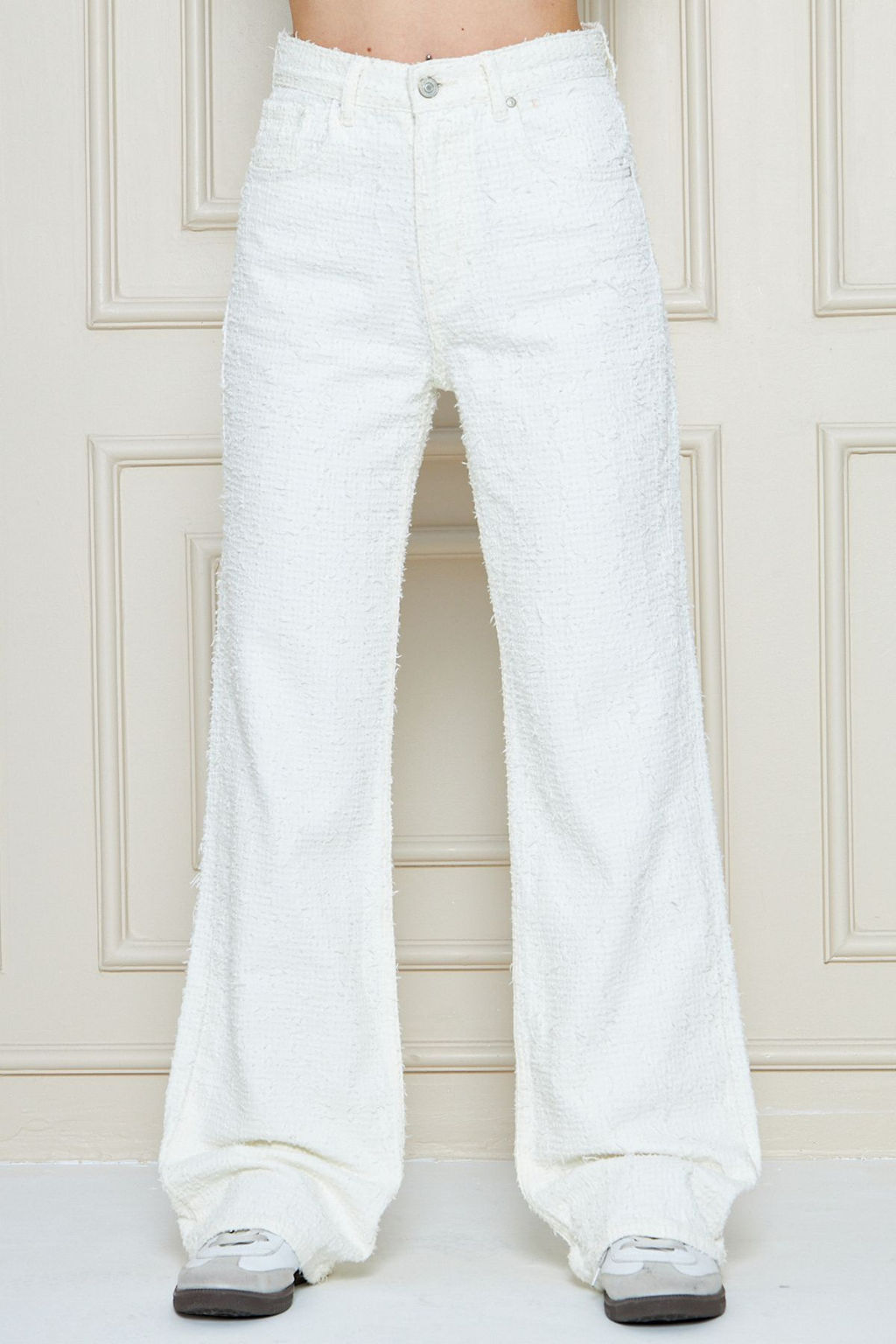 Beyaz Dokulu Yuksek Bel Wide Leg Jeans TWOSS25JE00043 - Trendyolmilla фото 3