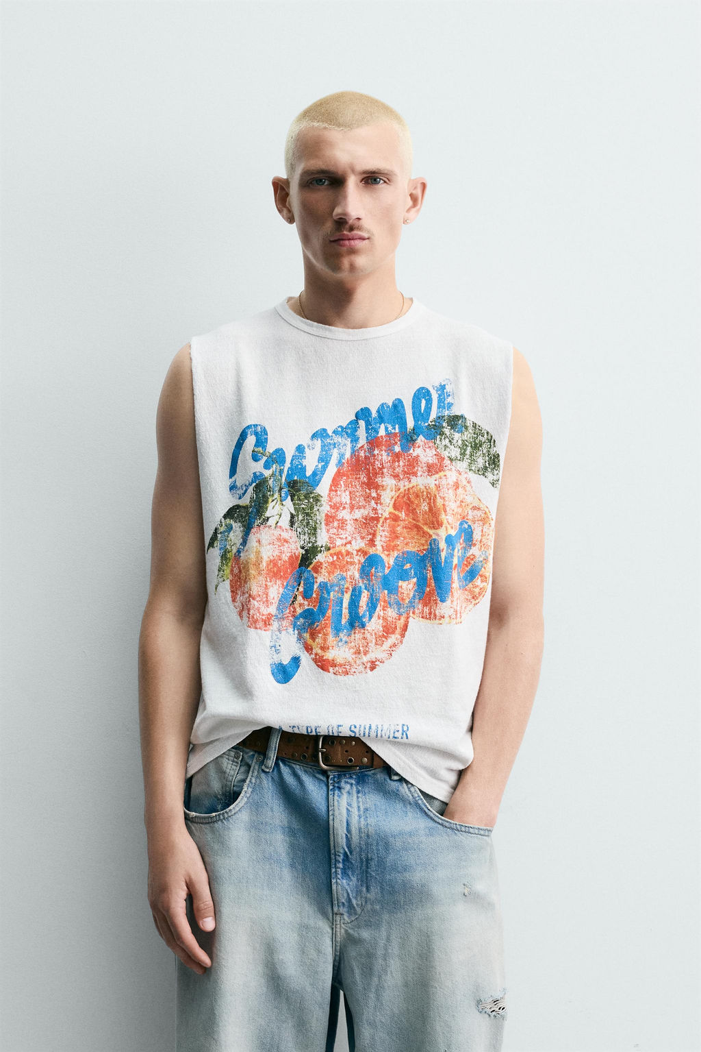 CAMISETA TANK PUNTO LAVADO ESTAMPADO / Blanco - Zara фото 2
