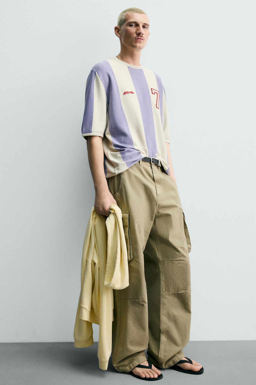 CAMISETA PUNTO RAYAS BORDADO PARCHE / Lila