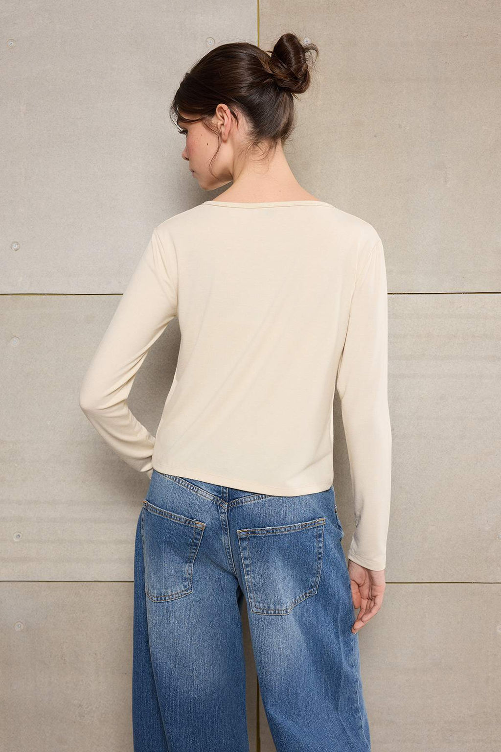 Teen Tas %100 Pamuk Fitted/Vucuda Oturan Full Patl? Uzun Kollu Esnek Orme Bluz TWOSS26BZ00232