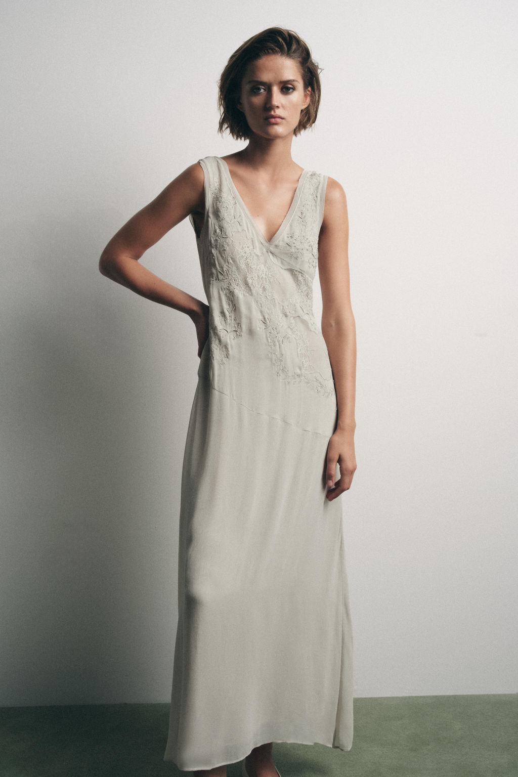 GEORGETTE DRESS WITH EMBROIDERY AND BEADS