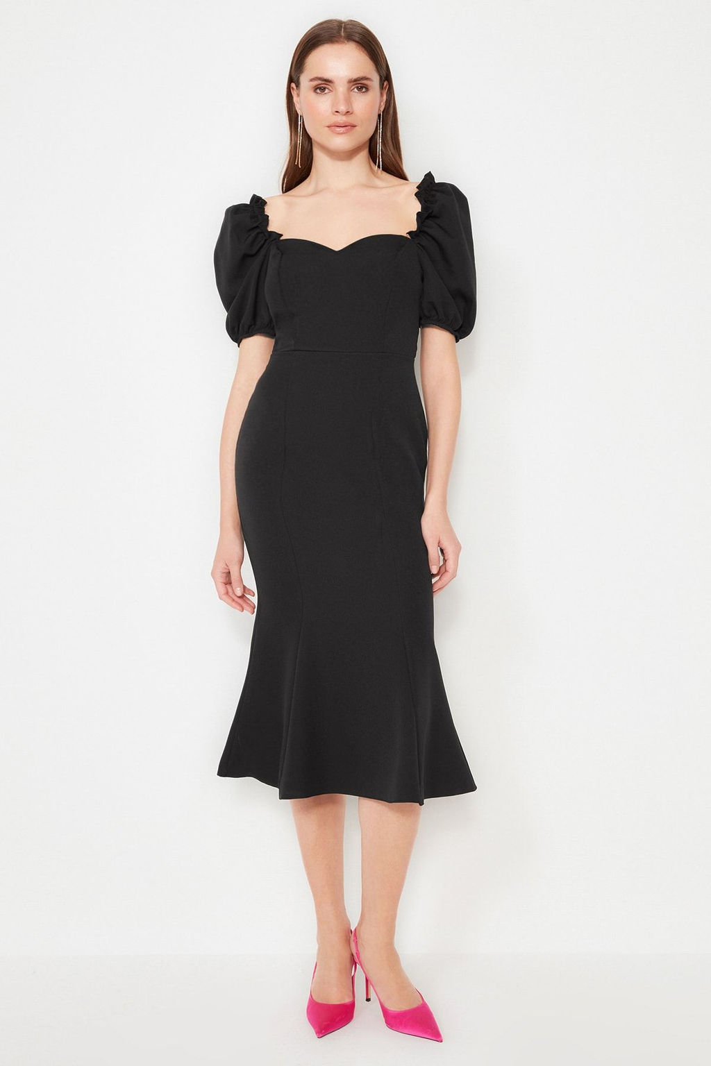 Siyah Yaka Detayl? Dokuma S?k Abiye Gece Mezuniyet Elbisesi TPRSS21EL0053