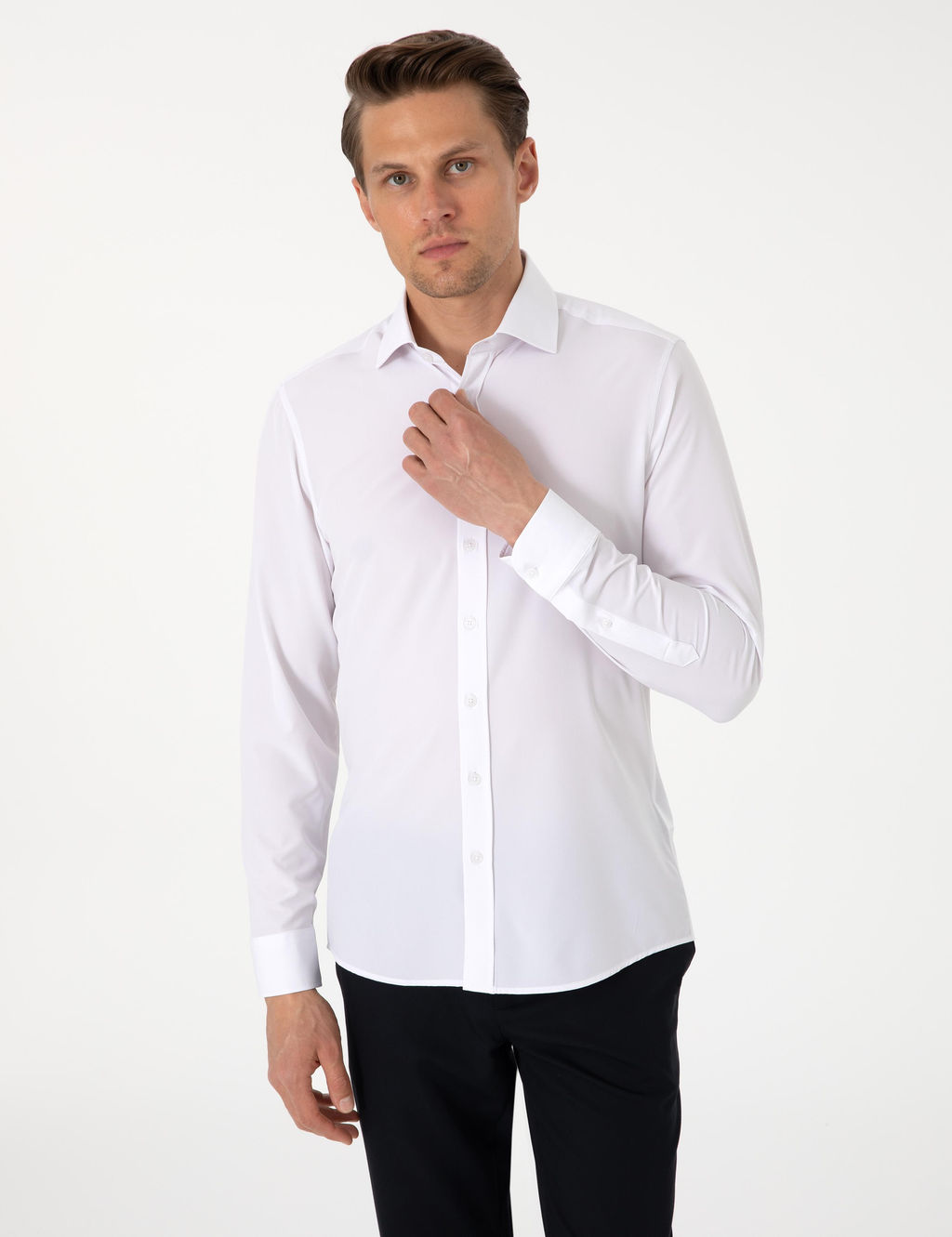 Beyaz Ex. Slim Fit Uzun Kollu G_mlek