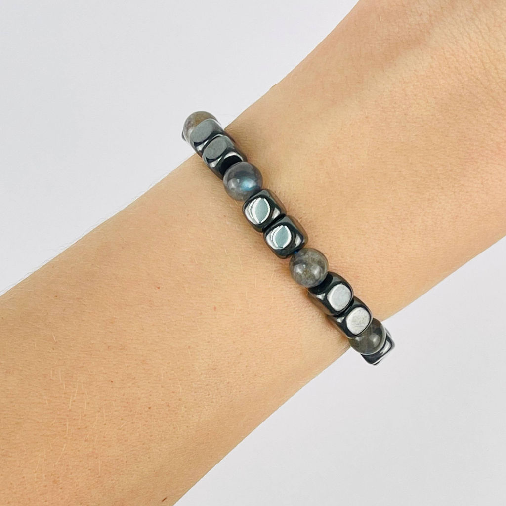 Браслет из Лабрадора и Гематита 20 см