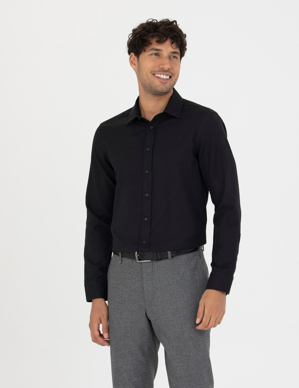 Siyah Slim Fit Uzun Kollu G_mlek
