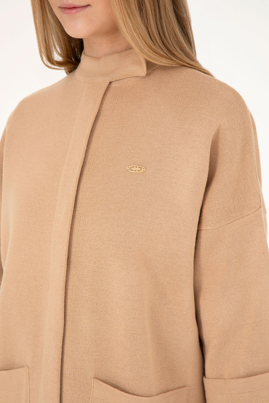 Женский трикотажный кардиган песочного меланжа - U.s. polo assn фото 14