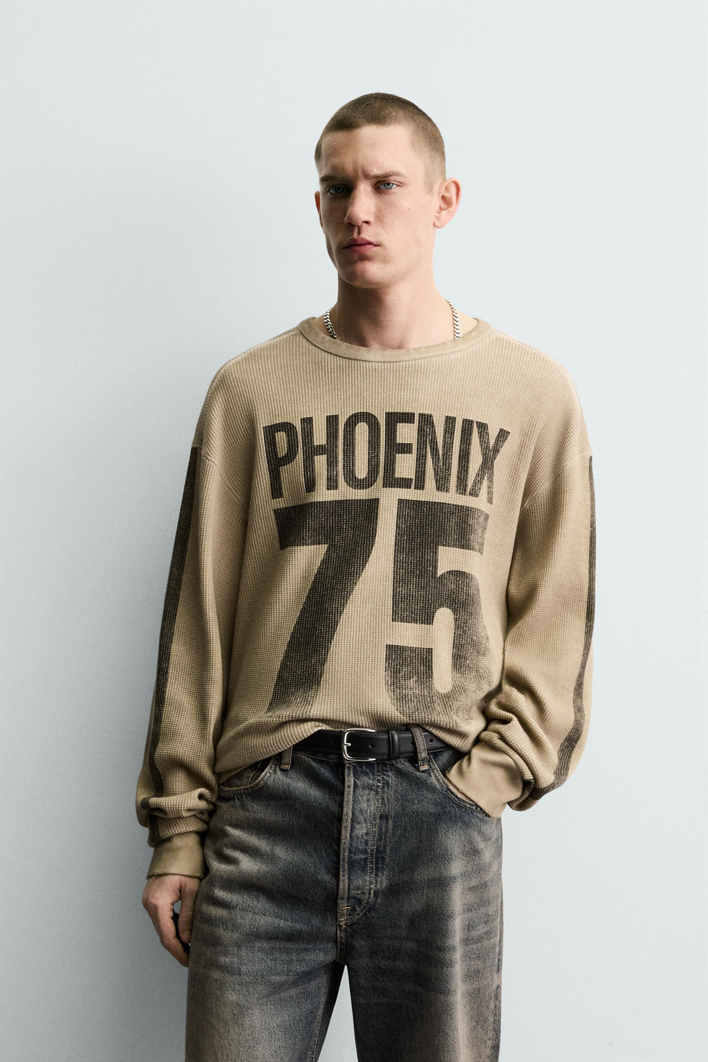 PRINTED WAFFLE-KNIT SWEATSHIRT - Zara фото 2