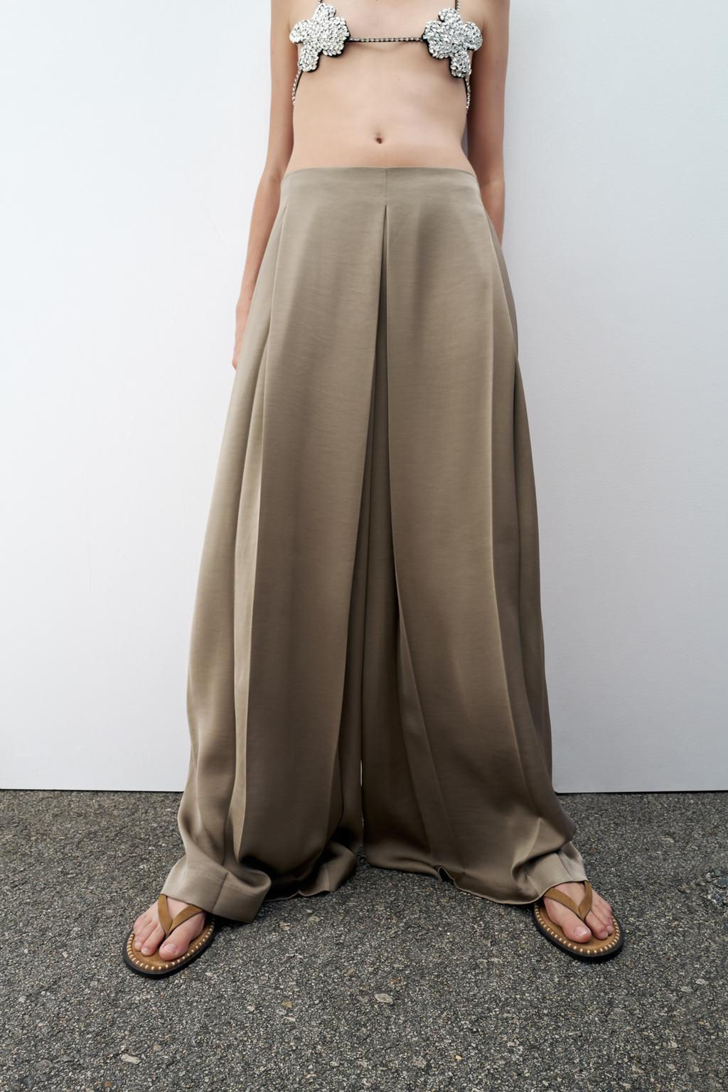 WIDE-LEG SATIN TROUSERS - Zara фото 4