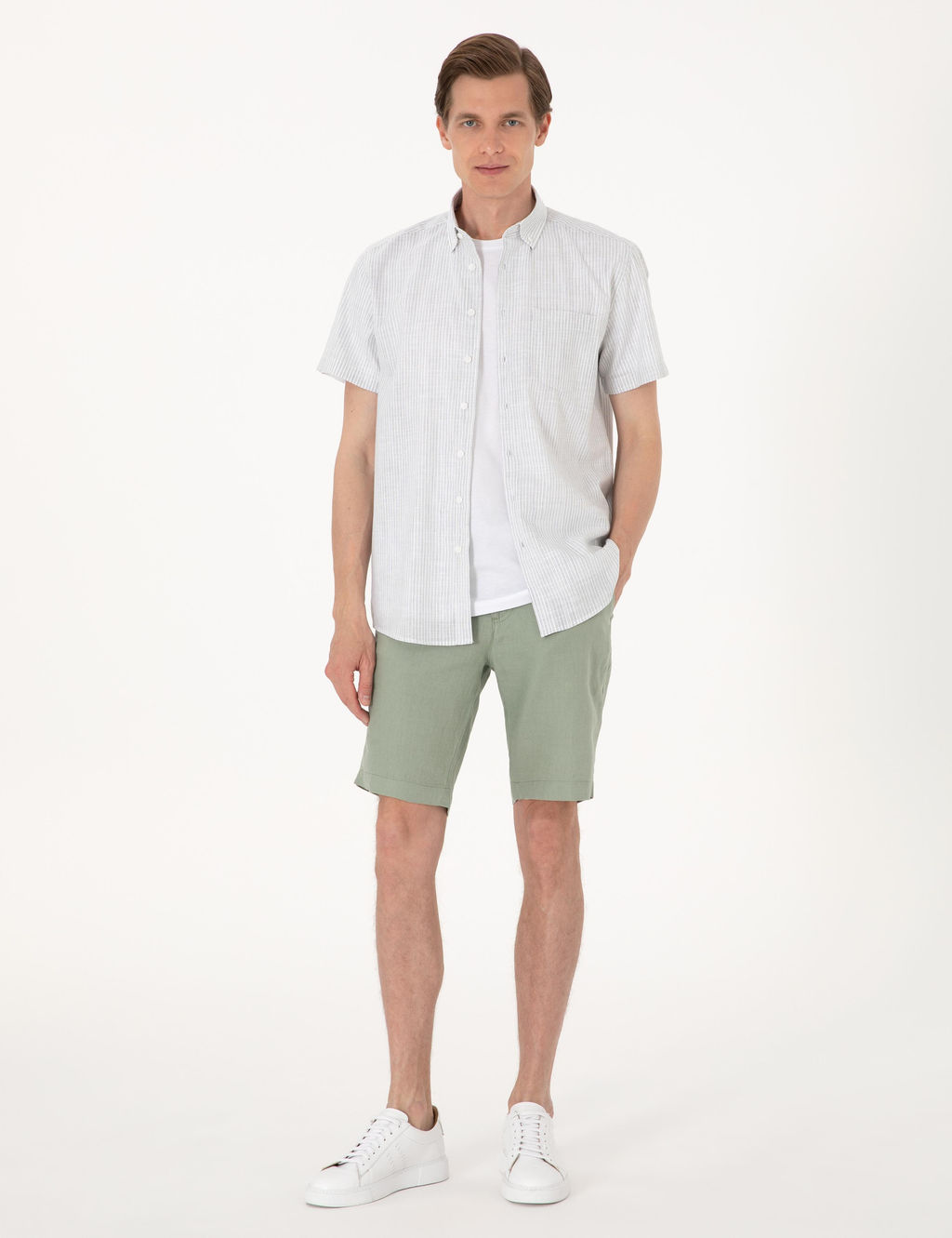 Haki Regular Fit K_sa Kollu G_mlek